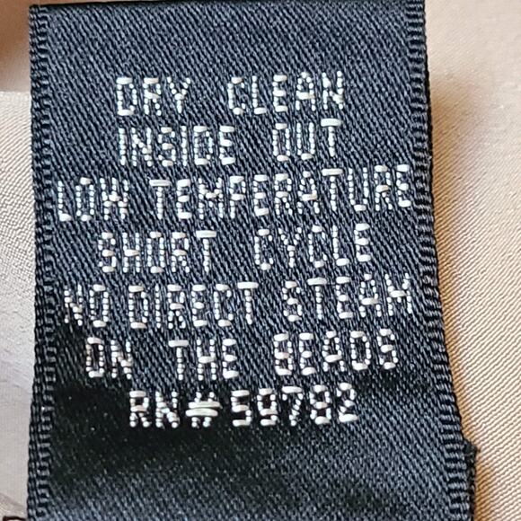 ADRIANNA PAPELL 100% Silk Beaded Midi Dress Asymmetric Hem Retro Style Women's 6 - Picture 13 of 13